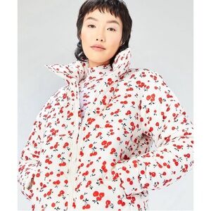 HVN Cherry Print Puffer Coat